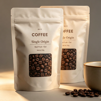 Sachet Doypack Personnalisé Mat pour Café Filtré avec Fermeture Éclair et Fenêtre, Qualité Alimentaire, Refermable, Vente en Gros Usine