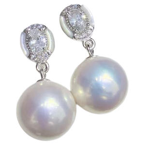 DIY <b>Pearl</b> Accessories 22545DIY S925 Silver Earnail Empty Tray Fashion Silver <b>Jewelry</b> Earrings with 9-13mm Round Beads - Product Image 5