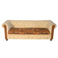 Großhandel Luxuriöses 3-Sitzer Chesterfield-Sofa aus Echtleder & Stoff für Schule und Wohnzimmer, Moderne Wohnmöbel