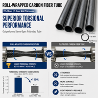 Tube en fibre de carbone haute résistance 22 mm DE 19 mm DI 7/8'' enroulé en spirale 3K pour guidon de moto et applications robotiques