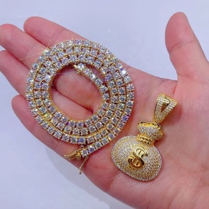 Nueva joyería de Hip Hop Pass Diamond Tester 925 Sterling Silver Bling Iced Out GRA VVS Moissanite Money Bag colgante para hombres y mujeres - Product Image 5