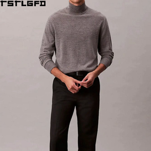 Oem Odm Mock Neck Sweater Men Heavyweight Fine Knit Jumper Cropped Boxy Men'S <b>Hoodies</b> & Sweatshirts Clothing Manufacturers Bulk - Product Image 2
