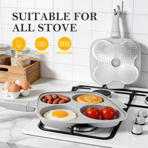 Padella per Omelette in Alluminio Pressofuso a 4 Fori, Antiaderente con Rivestimento in Ceramica, Manico Rimovibile, per Friggere le Uova - Product Image 6