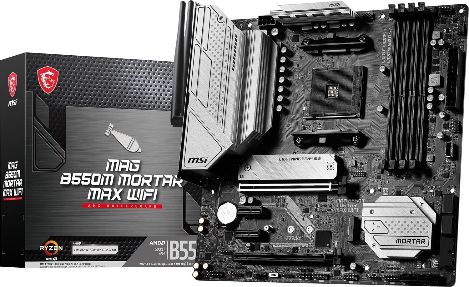 MSI MAG B55OM MORTAR MAX WIFI Motherboard with AMD Ryzen 7-5700X3D