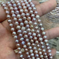 Perles d'eau douce naturelles semi-finies, presque rondes, de 5-6 mm, percées sur le côté, pour la création de bijoux DIY