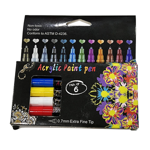 Decoraciones Adornos Juego de bolígrafos Plumas de <span class=keywords><strong>pintura</strong></span> para <span class=keywords><strong>pintura</strong></span> de roca Marcadores de <span class=keywords><strong>pintura</strong></span> acrílica para piedra artesanal Vidrio de cerámica - Product Image 1