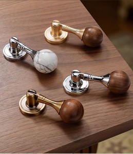 Modern Zinc Alloy T-Shaped Cabinet Handle with Wooden Ball Knob for Dresser and <b>Wardrobe</b> Doors - Product Image 2