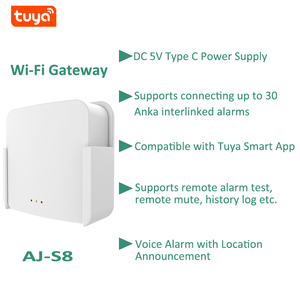 Passerelle Wifi sans fil intelligente Tuya pour la connexion de détecteurs de fumée et de chaleur interconnectés au système d'alarme de sécurité - Product Image 2