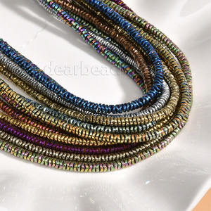 Perles ondulées en <span class=keywords><strong>pierre</strong></span> d'<span class=keywords><strong>hématite</strong></span> Heishi or noir et argent, perles d'<span class=keywords><strong>hématite</strong></span> plaquées or rose pour la fabrication de bijoux - Product Image 6