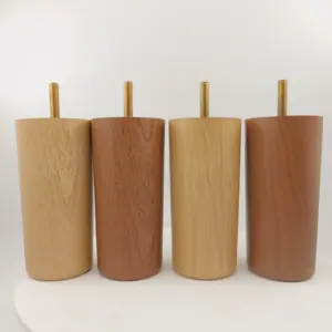 Pieds de meubles Peinture personnalisée Pieds en plastique grain de bois Pieds de forme ronde de meubles