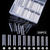 Xxl pontas de unhas de forma quadrada, longas, retas, para unhas falsas acrílicas, com caixa extra longas, curva, meia tampa das unhas