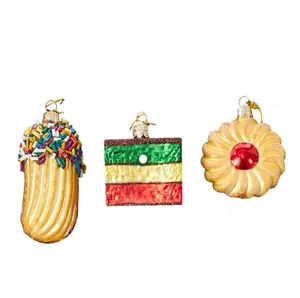 Groothandel Custom Made Gepersonaliseerde Glas Cupcake Kerst Ornament Xmas Tree Opknoping Voedsel Ornamenten Ambachten Decoratie Benodigdheden