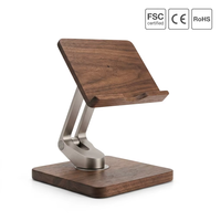 Support de tablette et de téléphone pliable en bois de noyer, pivotant à 360°, avec hauteur réglable, support de bureau ergonomique pour la maison