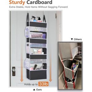 <b>Over</b> <b>Door</b> Organizer 4 Large Pockets 6 Mesh Side Pockets Dark Grey Hanging Storage For Clothing Shoes Behind <b>Doors</b> On Walls - Product Image 2