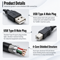 Kabel USB Printer Tipe A Male ke B Male 4 Core Shielded Kecepatan Tinggi untuk Mesin Ukiran Kamera Industri Perakitan Kabel USB