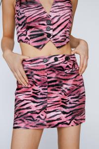 Ropa personalizada a pedido, Chaleco Corto con botones y estampado de <span class=keywords><strong>cebra</strong></span> de animales, minifalda y chaqueta, conjunto de 3 piezas para mujer a juego - Product Image 2