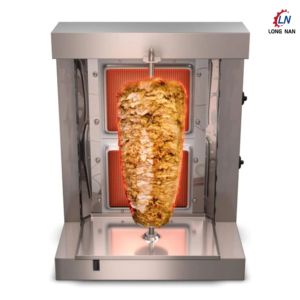 Commercio all'ingrosso della fabbrica in acciaio inox Spinning barbecue Grill 2 fuochi spiedini Shawarma attrezzature commerciali Doner Kebab macchina - Product Image 2
