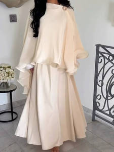 Ensemble Abaya Musulmane <span class=keywords><strong>Deux</strong></span> Pièces Plissé Élégant Style Cape Mexizo pour Femme – Luxe en Polyester Automne Dubaï - Product Image 3