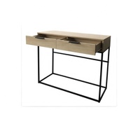 Table de couloir moderne en bois, cadre en métal noir de luxe, table d'ordinateur pour le salon