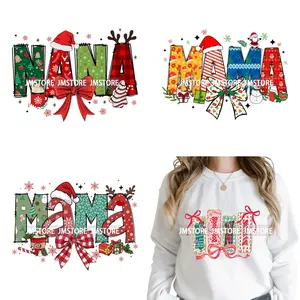 Coloré Noël Maman Claus Coquette Candy Cane Santa Fer sur DTF Transferts Lavables Autocollants Prêt à Presser pour T-shirts - Product Image 1
