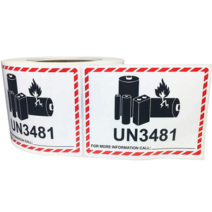 Etiqueta Adhesiva Rectangular Impermeable UN3090 UN3091 UN3480 <span class=keywords><strong>UN3481</strong></span>, Etiqueta de Advertencia para Baterías de Iones de Litio, Gran Venta - Product Image 2