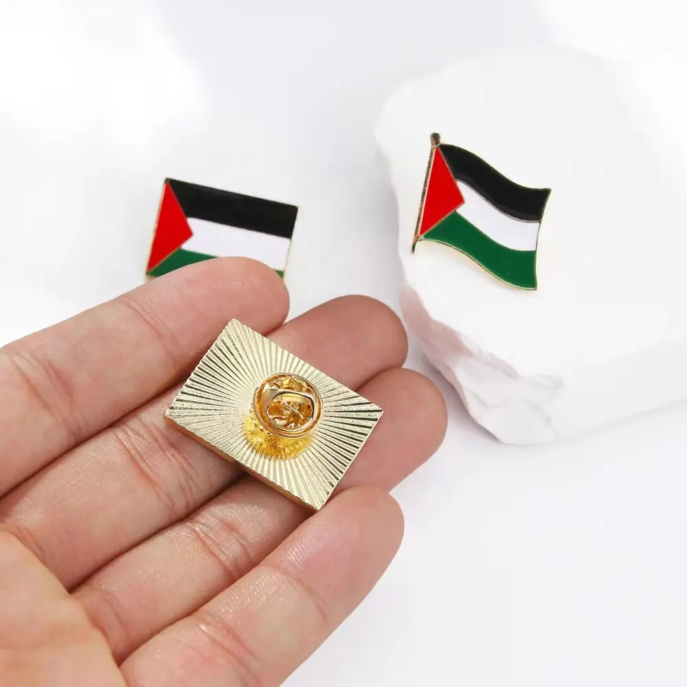 Custom hot selling new Design zinc alloy free Palestinian flag soft enamel pin for gift