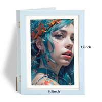 Set Bingkai Foto Kayu MDF 8.5*12" Tutup Biru Pelindung Minimalis Kit Bingkai Gambar Dengan Penyangga untuk Dekorasi Meja Rumah