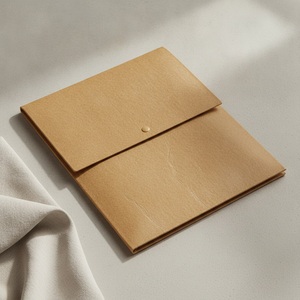Washable Kraft Paper A4 Document Portfolio Leather Look Vegan Paper Snap Closure Custom Logo Conference Gift - Product Image 4