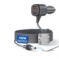 Mini-onduleur Star 12V/24V, convertisseur de puissance 30V 2A avec affichage numérique, protection contre les surintensités et les surtensions, câble allume-cigare de 3m