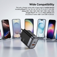 Cantell Chargeur rapide en alliage d'aluminium de haute qualité 30W PD 2.0/QC3.0 Type-C avec câble de 1m pour outil électrique et téléphone portable