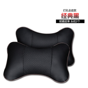 พนักพิงศีรษะรถยนต์หนังระบายอากาศสีดำ 2 ชิ้นสำหรับรองรับเบาะรถยนต์ - Product Image 1