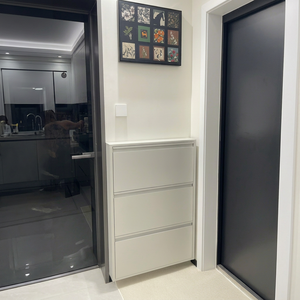 Anti-rust Wall Fixed <b>Thin</b> Metal Shoe Cabinet Custom Color Flat Disassembled Pack Silent Flip Drawer Shoe Organizer Wholesale - Product Image 1