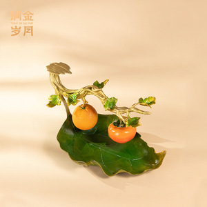 Copper And Gold Years Persimmon Copper Ornament Brass <b>Decorative</b> <b>Plate</b> Chinese Style Living Room Decoration - Product Image 3