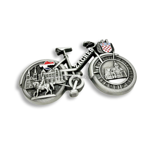 Aimants de réfrigérateur de vélo 3D personnalisés <span class=keywords><strong>en</strong></span> relief antiques Nouvelle <span class=keywords><strong>Croatie</strong></span> Souvenir touristique Zagreb Forme de vélo <span class=keywords><strong>en</strong></span> métal pour réfrigérateur - Product Image 2