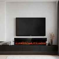 Cheminée électrique ultra-mince moderne, 7 couleurs, effet de feu réaliste avec chauffage, télécommande et minuterie intégrée pour salon et hôtel