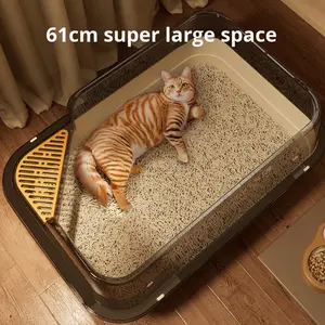 Litière pour chat de haute qualité en PP durable, semi-fermée, haute, anti-éclaboussures, épaisse, facile à <span class=keywords><strong>nettoyer</strong></span>, grande, pliable, entrée avant, sortie supérieure - Product Image 1