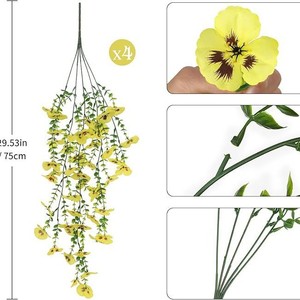 Panier de fleurs artificielles en forme de primrose jaune, plante suspendue pour la décoration intérieure, mariage, extérieur, 30cm-100cm, fleur en plastique et soie - Product Image 3