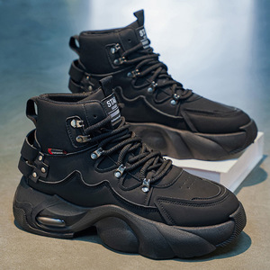 Chaussures montantes pour hommes grande taille à semelle <span class=keywords><strong>souple</strong></span> et épaisse avec coussin d'air ; Bottes tendance rehaussantes ; À lacets - Product Image 4