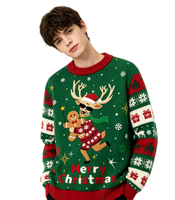 Pull de Noël personnalisé en coton tricoté, grande taille, avec motif LED, vente en gros ODM 2026
