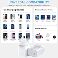 Cargador de Pared USB C con Enchufe AU PD0202 20W, Cargador Rápido PD con Puerto USB C Único, Blanco, para iPhone y Samsung