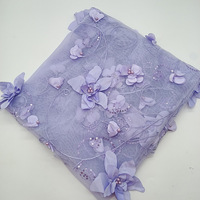Tissu en dentelle de tulle écologique brodé de fleurs 3D multicolores, applique en organza, tissu en dentelle de mariage avec broderie 3D