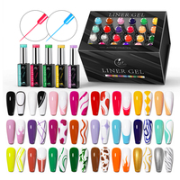 Kit de Suministros para Uñas con Esmalte en Gel de Marca Propia AS, 24 Colores en Botella, Colección de Esmalte en Gel UV, Barniz Nude, Delineador en Gel, Set de Arte para Uñas