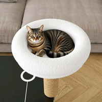 Lit pour chat en bois moderne et compact, combinant griffoir et condo tout-en-un, idéal pour bureau, montage facile