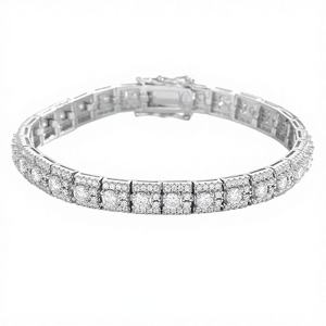 <b>Top</b> Selling Fashion Luxury Moissanite Charm Bracelet 925 <b>Silver</b> Rhodium Plated D Color Clarity Wedding Jewelry Anniversary Women - Product Image 4