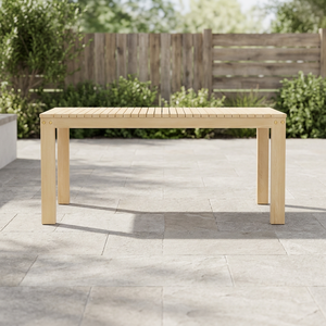 Table à manger rectangulaire en teck massif, durable et stable, avec plateau à lattes et pieds en bois, ensemble de meubles de salle à manger modernes pour maison et villa - Product Image 5