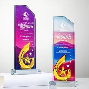 Trofeo de Cristal Colorido, Portátil y Ecológico, con Grabado en Relieve y Impresión Tipográfica, para Debates Escolares, Estilo Moderno - Product Image 3