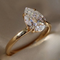 Bague de fiançailles en forme de poire GRA VVs personnalisée en argent sterling 925 plaqué or pour femmes hommes bijoux 1 3 4 5 carats