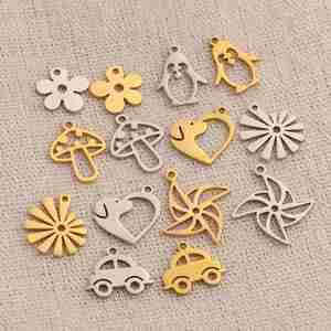 ทำเครื่องประดับ DIY สร้อยคอ สร้อยข้อมือ ทำจากสแตนเลส รูปดอกไม้ เห็ด กังหันลม จี้จิ๋ว - Product Image 2