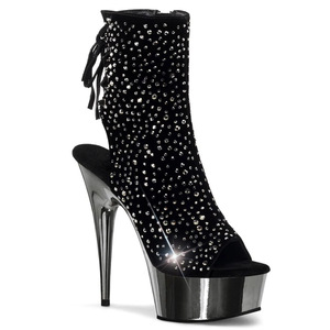 Bottines à strass, nouvelle collection 2022 pour femmes, bottes à cheville en noir, strass, <span class=keywords><strong>talon</strong></span> haut de 15 <span class=keywords><strong>Cm</strong></span>, plate-forme, talons fins, escarpins Sexy, strippers - Product Image 1