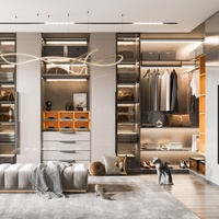 Armoire de chambre d'appartement ajustable, dressing ouvert avec ensemble de penderie intégré, coiffeuse en bois au design multifonctionnel